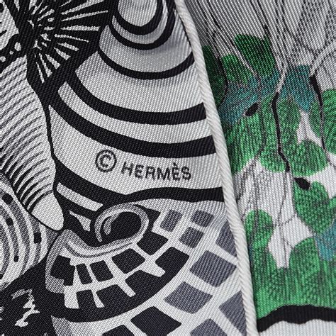 hermes scarf sieste|HERMES Silk Sieste Au Paradis Scarf 90 Black White Vert .